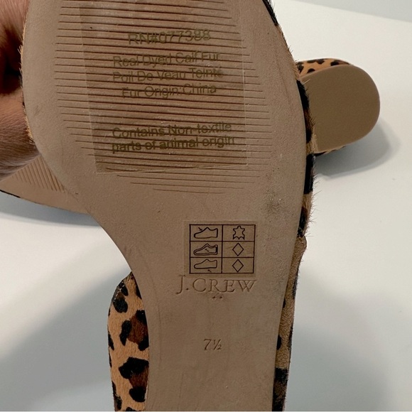 J. Crew Calf Fur Leather Flats Shoes Women’s 7.5 Pointed Toe Animal Print - Picture 10 of 15